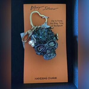 Betsey Johnson Black Gold Skeleton Butterfly Bag Charm Keychain - NWT